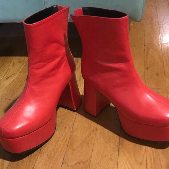 red platform boots